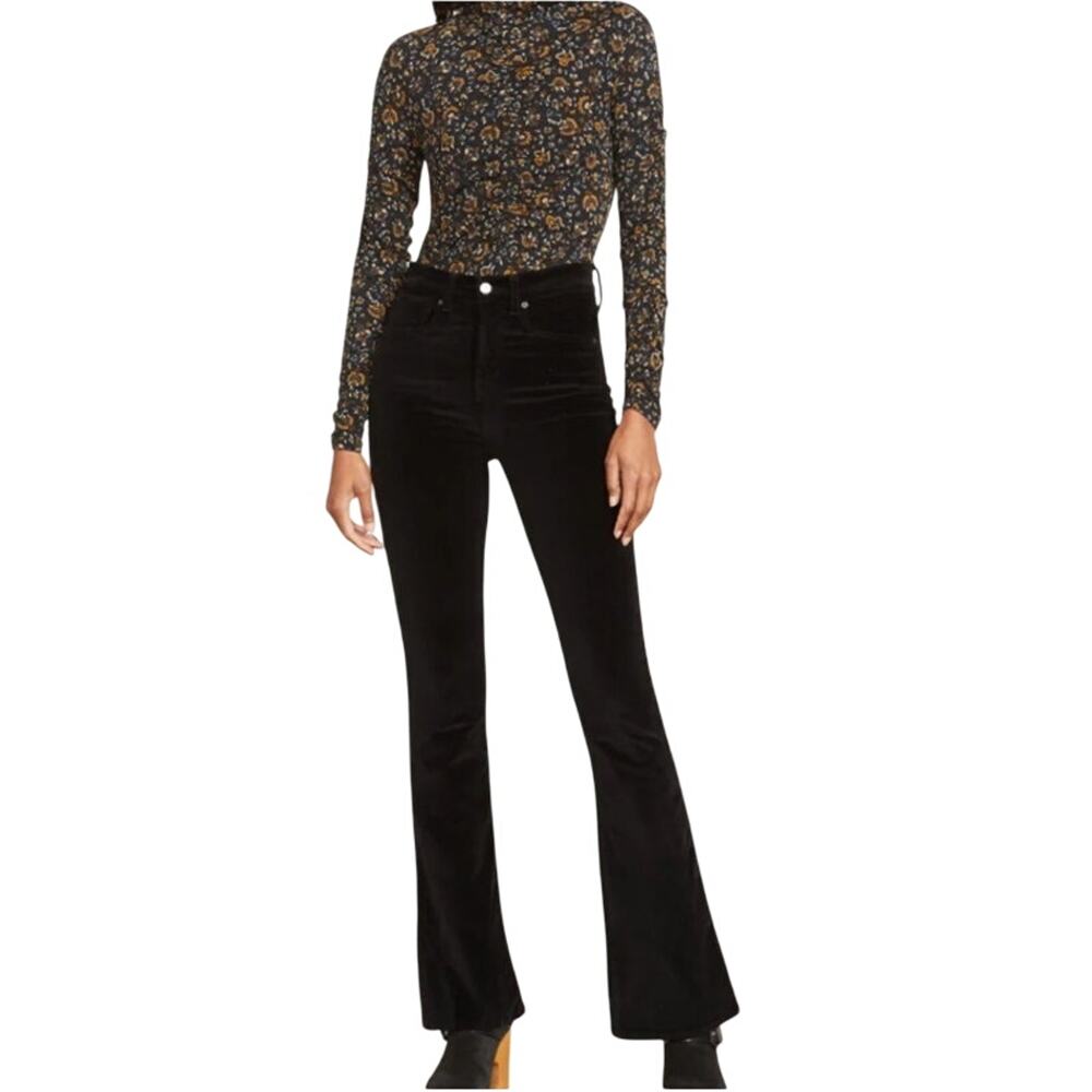 nwot VERONICA BEARD Jeans Pants 28/6 Black Velvet Velour”Beverly-Skinny-Flare Hi
